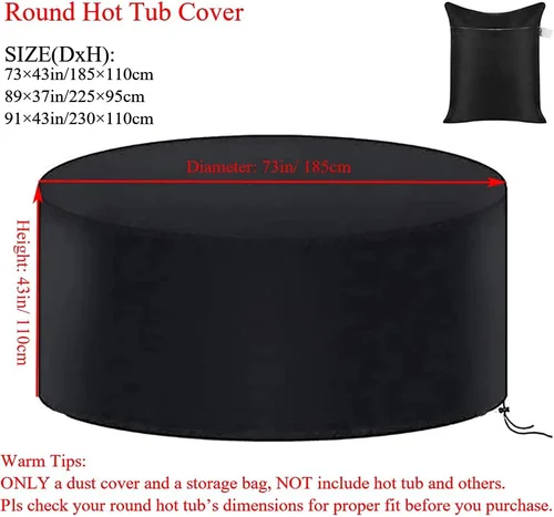 Vista 2 de Cubierta impermeable para bañera de hidromasaje, impermeable, portátil, redonda, inflable, protector para bañera de hidromasaje, piscina, muebles