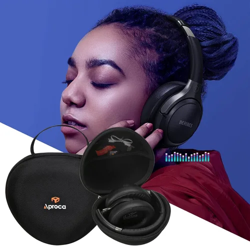 Vista 4 de Aproca Funda para auriculares compatible con iClever BTH12 / HS19 / BTH26 / BERIBES/eKids Jurassic World plegable para niños, bolsa de Black-pro