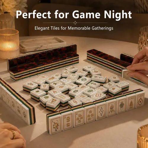 Vista 10 de American Mahjong Tile Set - Juego de 4 capas de acrílico Mah Jongg, Tortuga