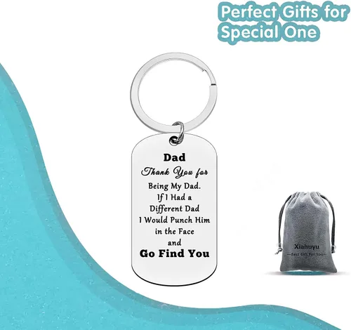Vista 7 de Xiahuyu Regalo de Navidad para papá, regalo de cumpleaños con texto en inglés "Thank You for Being My Dad", llavero para el día del padre, regalo