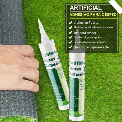 Vista 5 de Threlaco 2 Tubos de Pegamento para Césped Artificial 10 oz, Cinta de Césped Artificial, Pegamento Concentrado para Pintura de Césped, Adhesivo