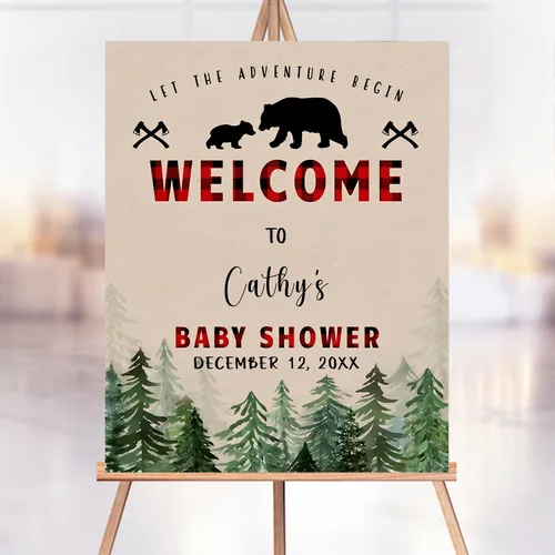 Vista 15 de Letrero de bienvenida personalizado de ciervo dorado para baby shower, decoración temática de bosque, decoración de fiesta de bebé, letrero
