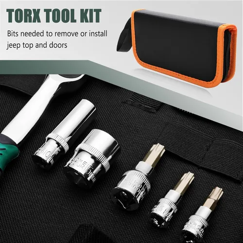 Vista 6 de Xislet Removal Tool Kit Fit 2007-2025 Jeep Wrangler JL JLU JK JKU Gladiator 2-4 puertas e instalación superior, kit de herramientas Torx, reemplazo