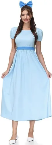 Vista 4 de For G and PL Vestido largo azul de princesa cosplay de Halloween