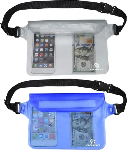 Vista 11 de Freegrace Juego de bolsas impermeables con correa para la cintura/funda para mantener tu teléfono y objetos de valor secos y seguros. Bolsas secas