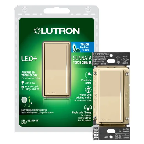 Vista 15 de Lutron Sunnata Interruptor accesorio de encendido/apagado, solo para uso con reguladores LED+ Sunnata, ST-AS-BL, Negro