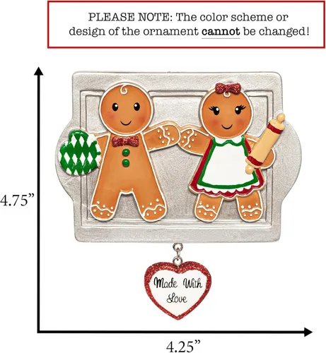 Vista 2 de Adorno de Navidad personalizado hecho con pareja de amor 2026 Familia de 2 de jengibre Decoración para árbol de Navidad Nuestro primer recuerdo