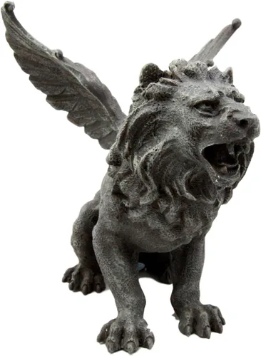 Vista 2 de Atlantic Collectibles - Figura decorativa de gárgola de león rugiente de Aslan, 7 pulgadas de alto