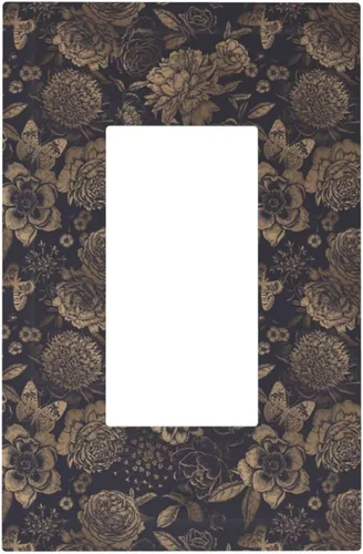 Vista 132 de William Morris Floral Boho Azul Medianoche Azul Bohemio Flor 1 Banda Dúplex Cubierta de Salida Decorativa Receptáculo Único Interruptor Eléctrico