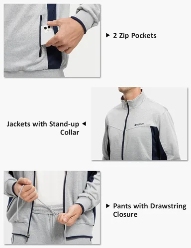 Vista 4 de TBMPOY Conjunto deportivo para hombre, 2 piezas, casual, atlético, para correr, calentar, con cremallera completa