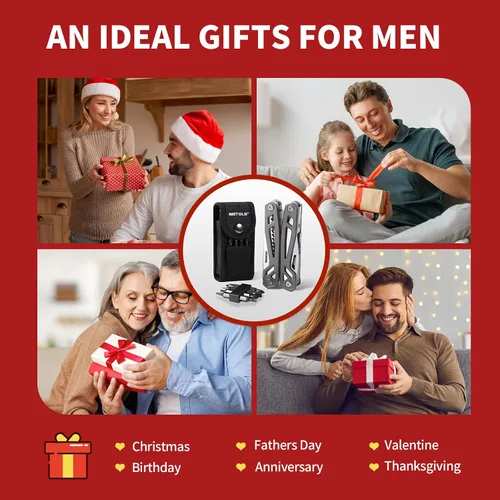Vista 8 de Regalos de Navidad para hombres, papá, WETOLS 21-en-1 multiherramientas con cuchillo de bolsillo, alicates autoblocantes de acero inoxidable con 8