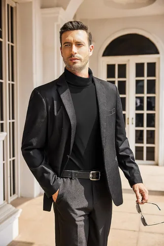 Vista 8 de COOFANDY Camisetas casuales de cuello alto para hombre, ligeras, básicas, de algodón
