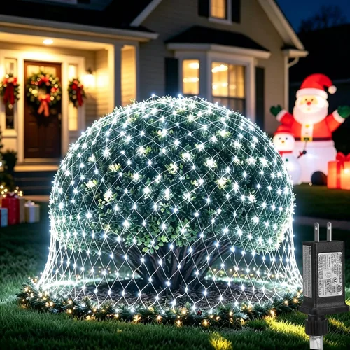 Vista 10 de Luces de Navidad para exteriores, 360 luces LED resistentes de red de Navidad, 12 x 5 pies, 8 modos de luz, luces de decoración de Navidad