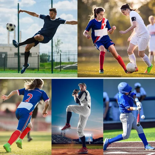 Vista 7 de Ultrafun 4 pares de calcetines de fútbol acolchados hasta la rodilla para hombres, jóvenes y niños
