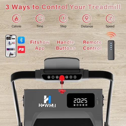 Vista 4 de Walking Pad, HOWHAI Treadmill with Incline, Brushless 2 in 1 Foldable Under Desk Portable Treadmills for Home/Office with App, Bluetooth Music