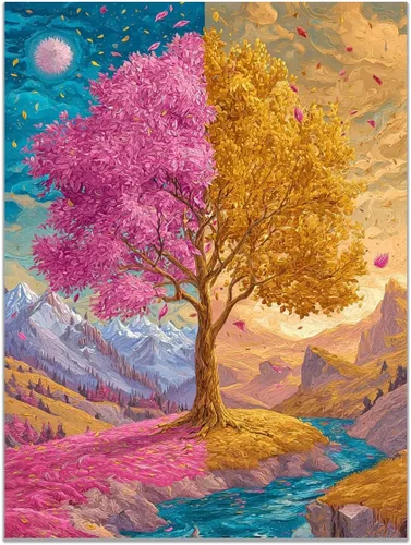 Vista 27 de VOCBAN Abstract Tree Landscape Painting On Canvas Poster Wall Artworks Pictures Living Room and Bedroom Picture Prints for Walls(blue blue 109