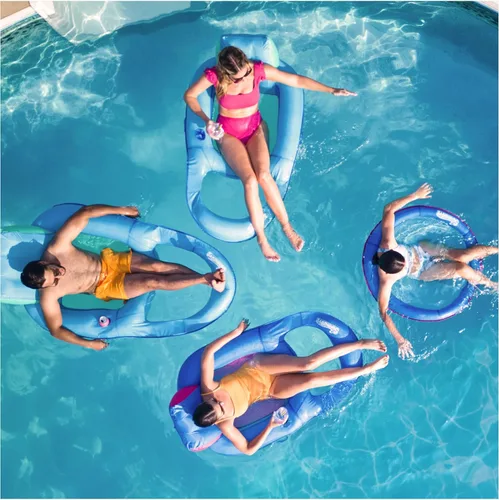 Vista 7 de [Usado] SwimWays Spring Float Premium Papasan Pool Lounger with Breathable Mesh Seat, Inflatable Pool Floats for Adults with Fast Inflation, for