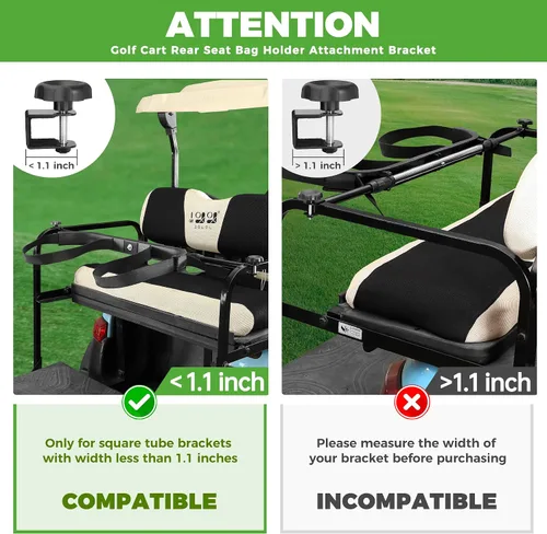 Vista 7 de 10L0L Soporte universal para bolsa de carrito de golf, accesorio ajustable para asiento trasero sin taladros para 2+2 plazas, se adapta a Yamaha