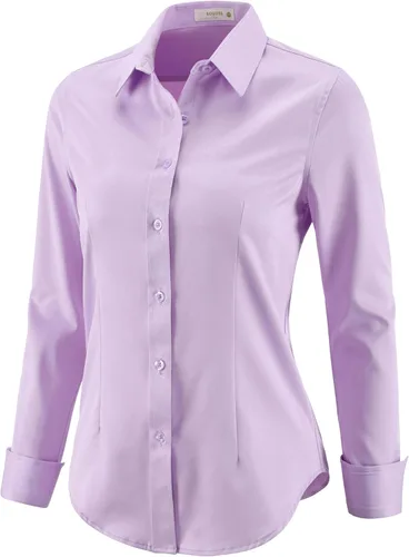 Vista 8 de Camisas con botones para mujer, camisas de vestir de manga larga, elásticas, sin arrugas, para el trabajo, blusas casuales de oficina