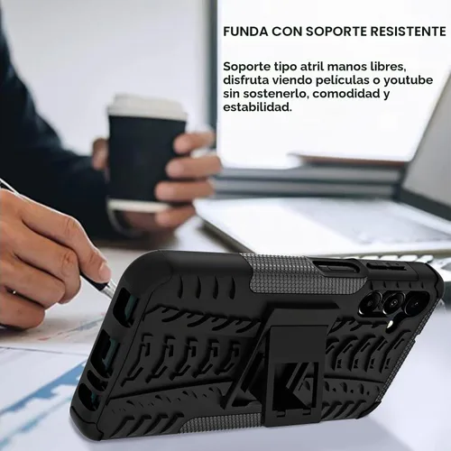Vista 4 de para Samsung Galaxy A15 5G Funda con protector de pantalla de 2 paquetes, grado militar a prueba de golpes, cubierta acolchada resistente con Negro