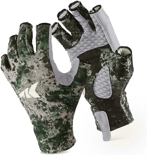 Vista 16 de KastKing La Sal Guantes de pesca UPF50+ Guantes de sol Guantes de protección UV Guantes sin dedos para hombres y mujeres para exteriores, kayak