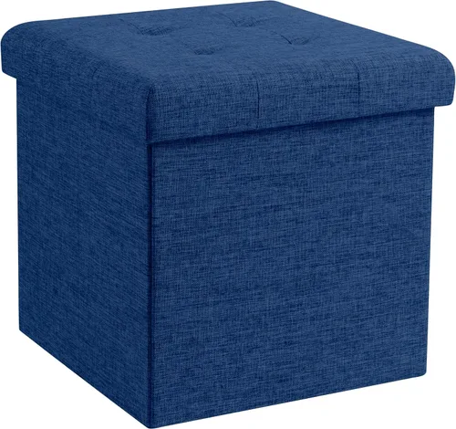 Vista 16 de Ornavo Home Otomana plegable de almacenamiento de 15 pulgadas, taburete cuadrado pequeño de almacenamiento, banco de dormitorio, color beige