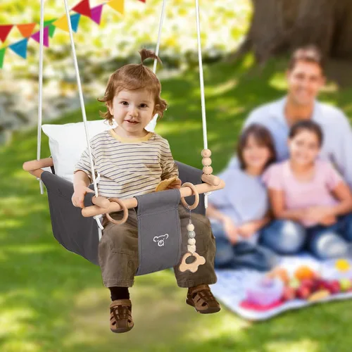 Vista 3 de RAGOZONERY Juego 2 en 1 para bebé con columpio para niños pequeños, Juegos de saltar para bebés y rebotadores, Juego de columpio para niños pequeños