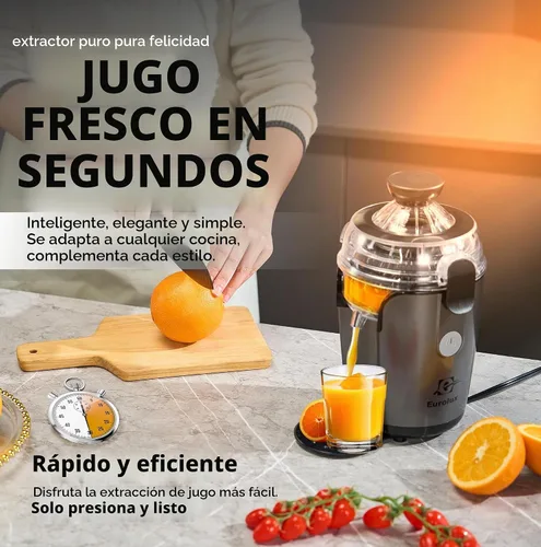 Vista 7 de Eurolux Exprimidor eléctrico de cítricos manos libres, exprimidor de limón y pomelo naranja y lima, fácil de limpiar, 2 tamaños de cono (gris)