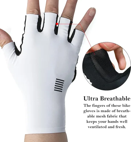 Vista 3 de YKYWBIKE Guantes de ciclismo transpirables, guantes deportivos acolchados de medio dedo, guantes de ciclismo antideslizantes, guantes de bicicleta