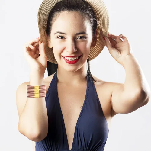 Vista 5 de BELLEXIXI Juego de 9 pulseras de gelatina de lámina dorada para mujeres y niñas, pulseras de silicona con relleno de purpurina