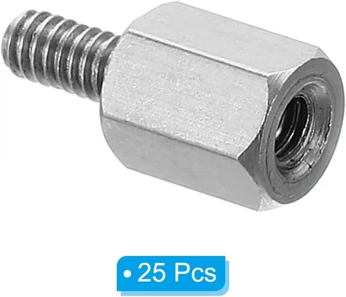 Vista 3 de PATIKIL M2x5mm+0.157 in Macho-Hembra Hex Standoff, paquete de 25 tornillos de separación de PCB de acero inoxidable para placas base, cajas