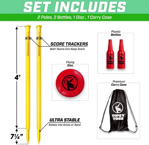 Vista 4 de GoSports Tipsy Toss Game Set - Flying Disc Bottle Drop Yard Game - Choose Pro or Standard