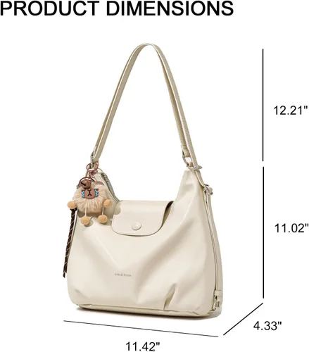 Vista 4 de Bolso de hombro para mujer, bolso de mano de cuero estético, bolsa de mensajero linda mochila Hobo para el trabajo