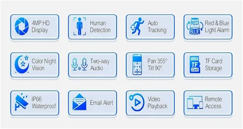 Vista 3 de 4MP PTZ WiFi IP Camera Two-Way Audio Outdoor CCTV Security Camera Smart AI Human Detection Color Night Vision(4pcs 4MP Camera)