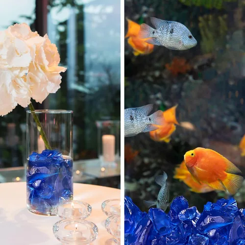 Vista 7 de Versátil bloque de vidrio marino esmerilado, relleno de jarrón azul cobalto de 1 libra, gravas de acuario, decoración de cristal de mar, ideal