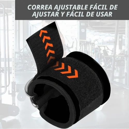 Vista 3 de flintronic 2 correas de tobillo para máquina de cable, puños de gimnasio con doble anillo en D de acero inoxidable, tobillera de gimnasio