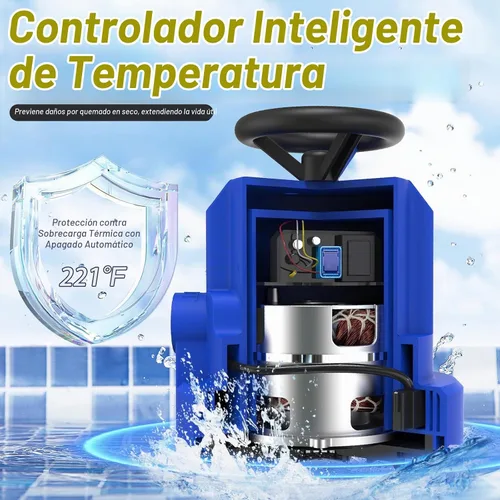 Vista 3 de AgiiMan 1HP 5000GPH Bomba de sumidero automática, bomba de agua sumergible Azul