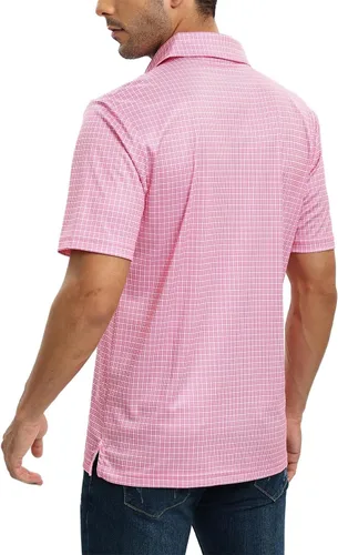 Vista 3 de Camisas de golf para hombre - Polo de manga corta con estampado de rendimiento que absorbe la humedad