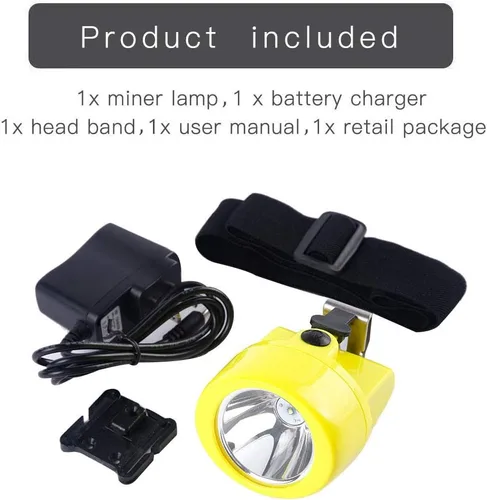Vista 5 de Linterna frontal LED recargable, resistente al agua, a prueba de explosiones, casco de alta potencia para minería de carbón, caza de capullas