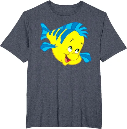 Vista 106 de Disney Camiseta de disfraz de cara grande de la Sirenita Flounder Sidekick