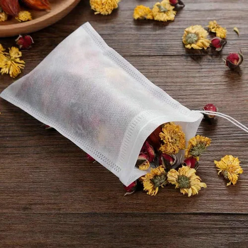 Vista 8 de Paquete de 100 bolsas de filtro de té desechables, infusores de té de 4 x 6 pulgadas, filtro de muselina vacía con cordón, bolsas de té con cordón
