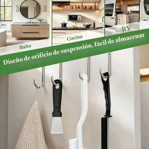 Vista 7 de 15 piezas de cepillo de limpieza para grietas, herramientas de cepillo de cerdas duras, cepillo multifuncional para lechada para el hogar, baño