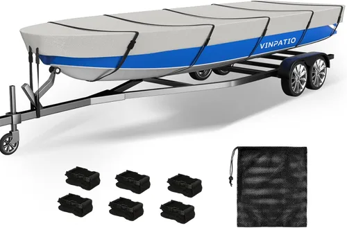 Vista 14 de VINPATIO Jon - Funda para barco de 10 a 12 pies, 5 capas 1200D tela Oxford