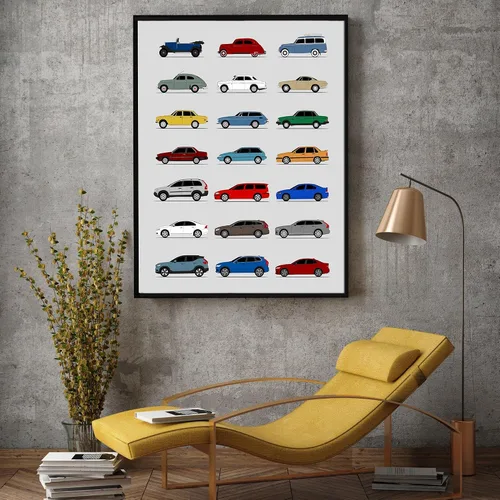Vista 3 de Idea Network Handmade Poster compatible with Volvo Print Wall Art Handmade Decor of the Best of Volvo Generations History Evolution - Multi, 8x10in