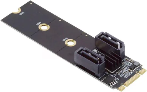 Vista 8 de Cablecc PCI Express NGFF Key B+M a SATA 3.0 6Gbps Dual Puertos Adaptador Vertical Convertidor Disco Duro Tarjeta de Extensión JMB582 2230 2242 2260