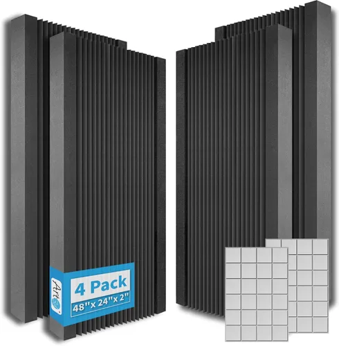 Vista 12 de Art3d Paquete de 6 paneles acústicos autoadhesivos insonorizados para pared, diseño de rayas de 16 x 12 pulgadas, bloque de ruido con poliéster