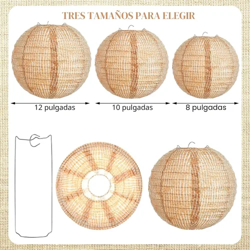 Vista 2 de Hortsun 6 linternas de papel de arpillera impresas, faroles redondos de papel chinos, decoración de granja, aula, hogar, dulce aula, fiesta