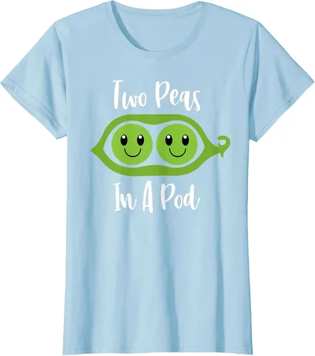 Vista 23 de Two Peas in A Pod Couples Matching Best Friend Cute Veg T-Shirt Baby Blue