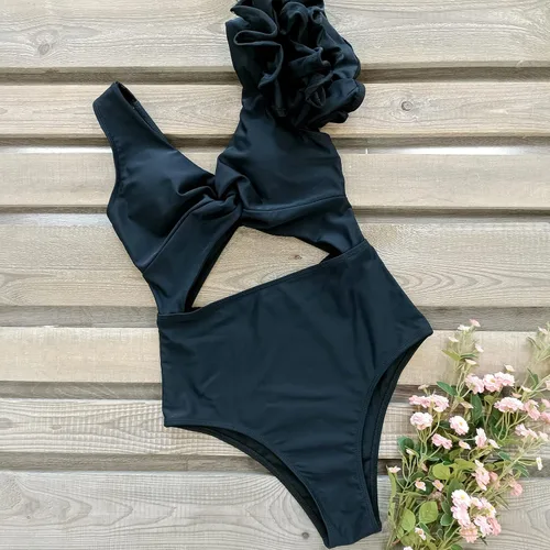 Vista 5 de SPORLIKE Traje de baño de una pieza para mujer con volantes frontales y acolchado