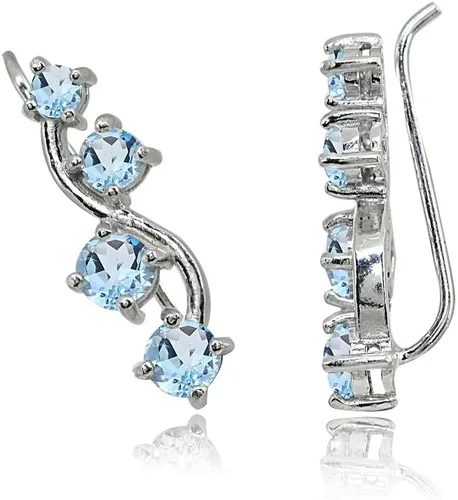 Vista 4 de Sterling Silver Genuine or Synthetic Gemstone Small Fashion Trenty Vine Climber Crawler Cuff Earrings for Women Girls
